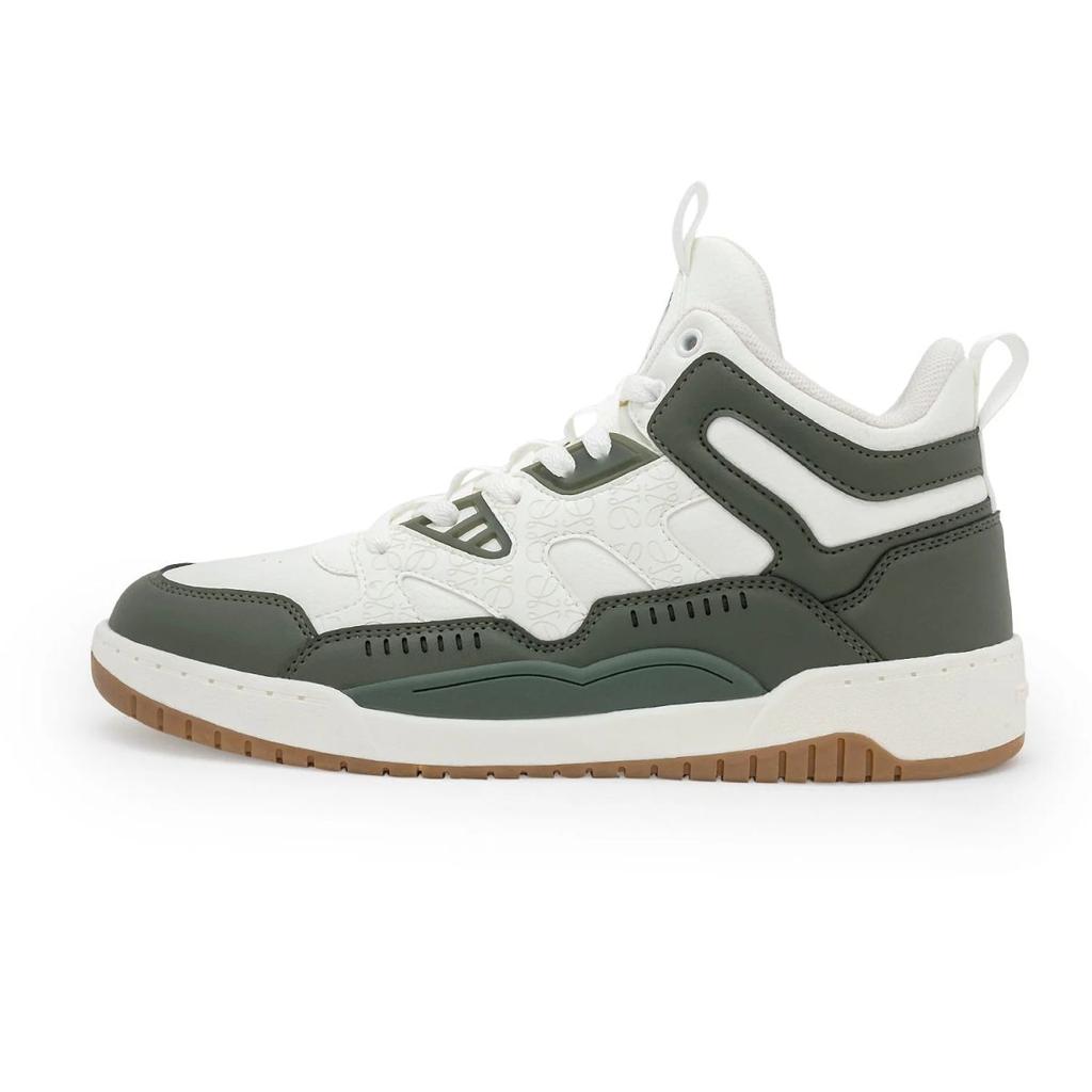 High-Top Sneakers for Men in White and Olive | Casual Lifestyle Shoes. — photo 3