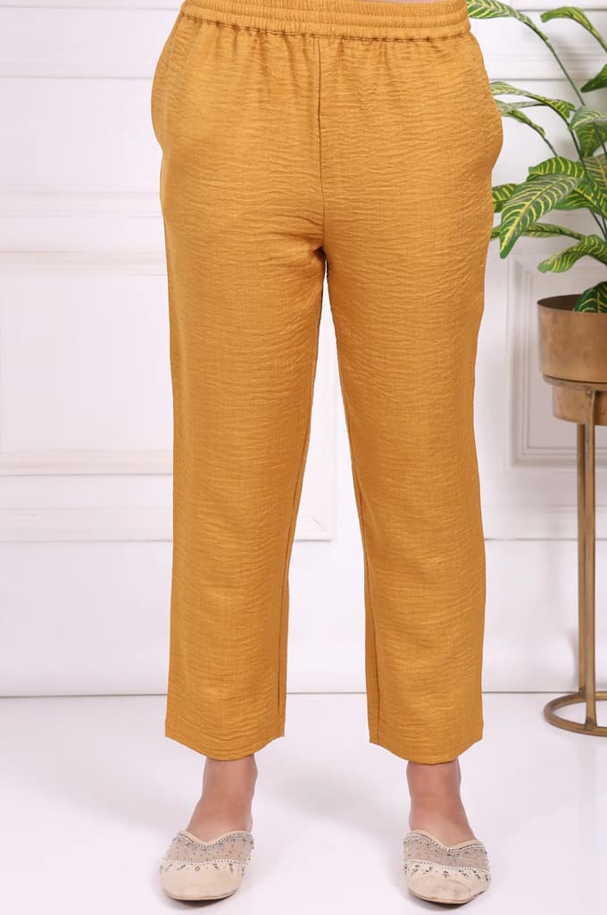 Mustard Floral Embroidered Straight Kurta with Straight Pant and Dupatta Set — photo 8