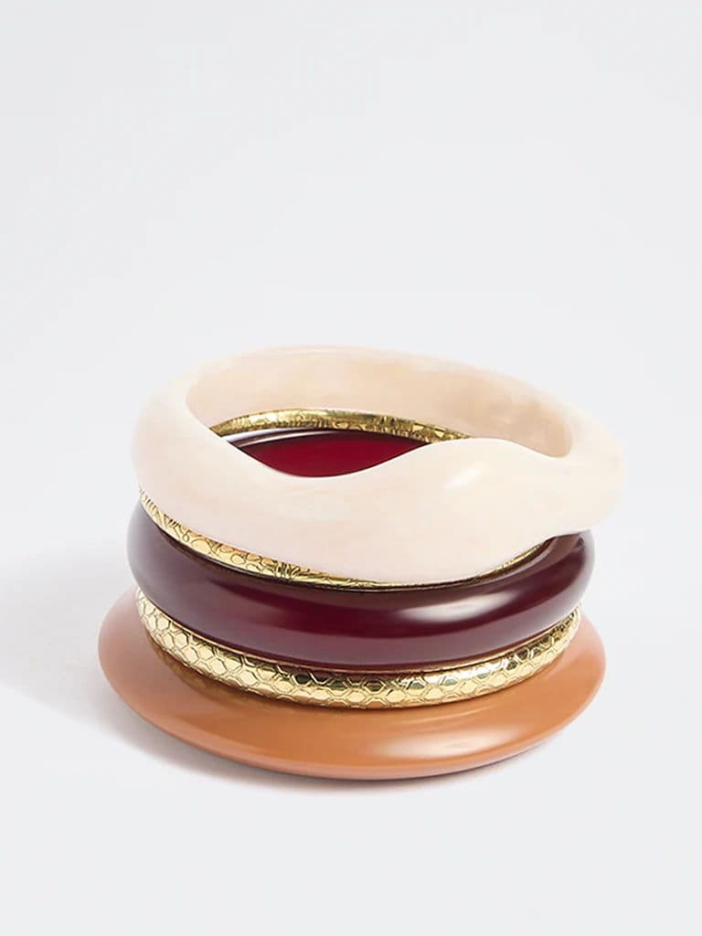Westside Accessories Brown Resin and Metal Bangles - Pack of 4 — photo 2