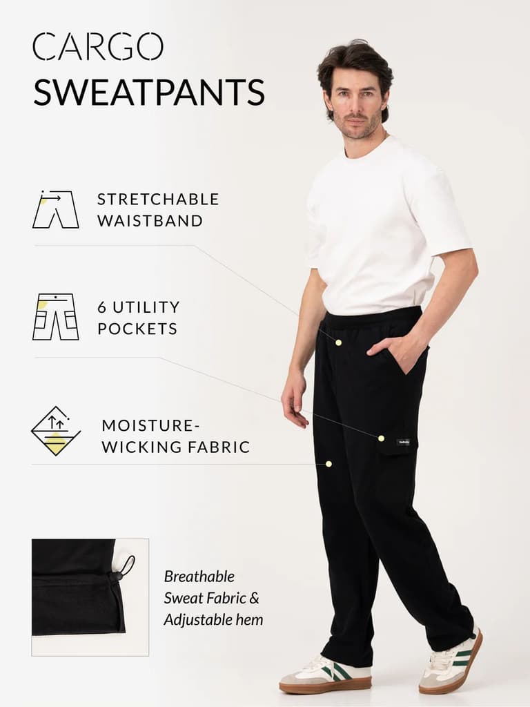 Motion Black Relaxed Fit Cargo Sweatpants — photo 2