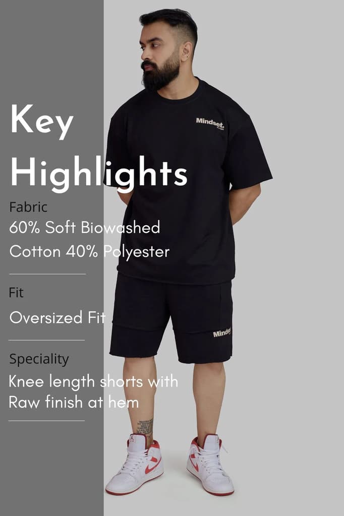 Raw Edge Oversized Shorts Black — photo 7