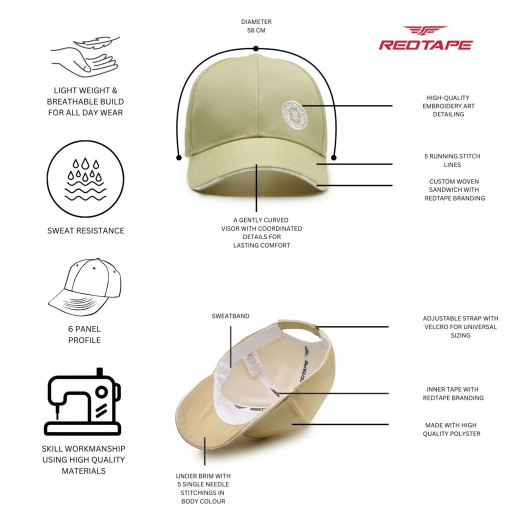 Unisex Beige Solid Polyester Baseball Cap with Adjustable Strap — photo 4