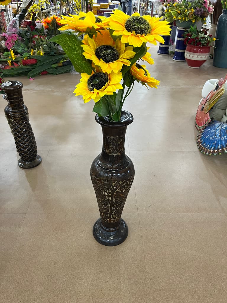 Vase with Flowers | Home Decor | Ceramic | Brown and Yellow