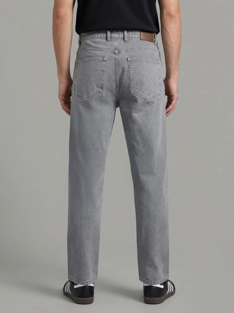 Men's Ice Grey Relaxed Fit Washed Denim Jeans Non-Stretchable — photo 3