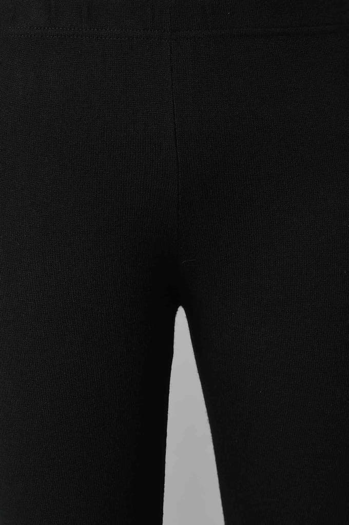 Black Solid Skinny Tights With Elasticated Waistband — photo 6