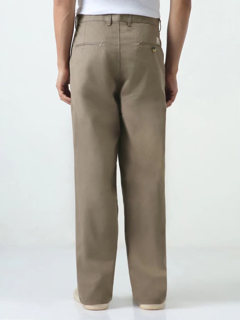 Men's Grey Loose Baggy Fit Solid Chino Trousers Non-Stretchable — photo 3