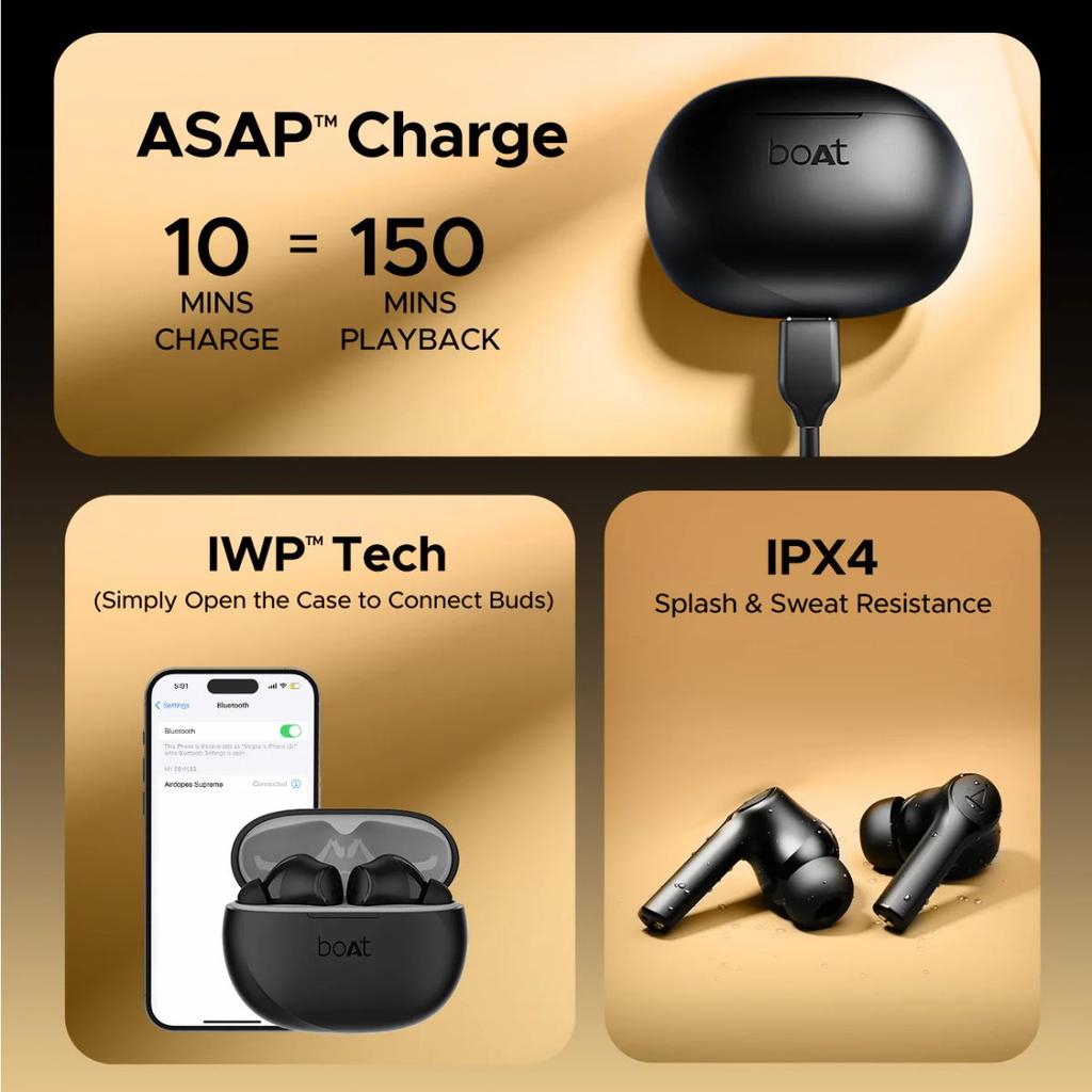 boAt Airdopes Supreme | Wireless Earbuds with 50 Hours Playback, AI ENx™ with Wind Noise Reduction, Cinematic Spatial Audio — photo 9