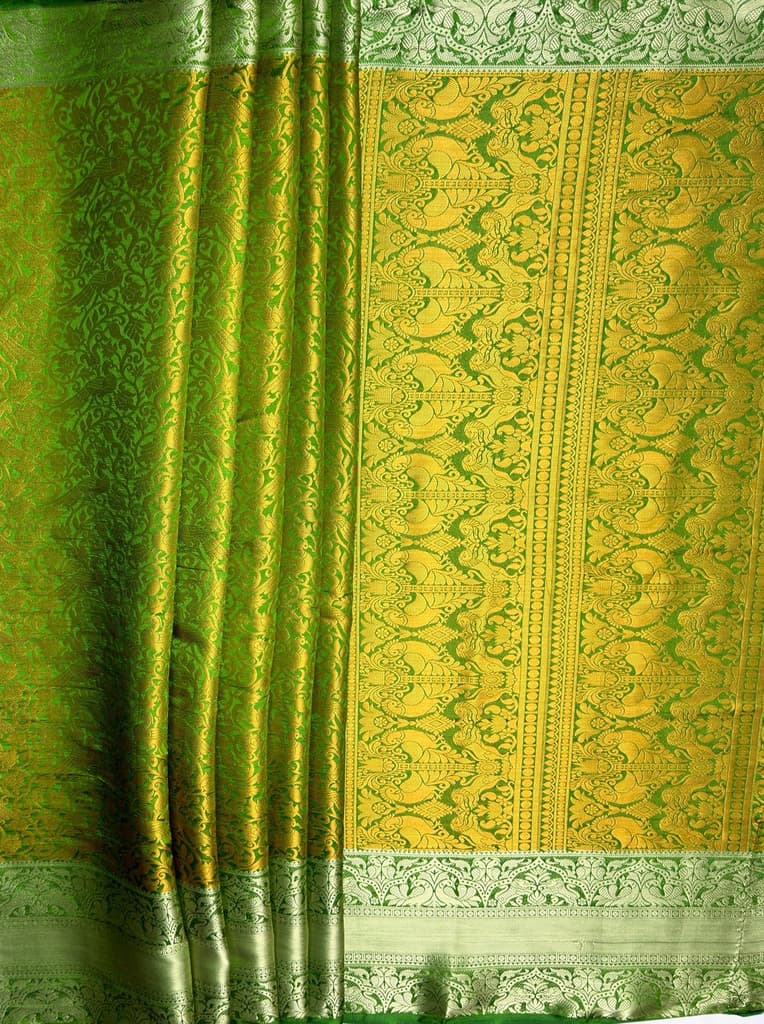 MIMOSA Women's Woven Design Banarasi Style Art Silk Saree with Blouse Piece - Green ( SA00003132GRNFREE ) — photo 7