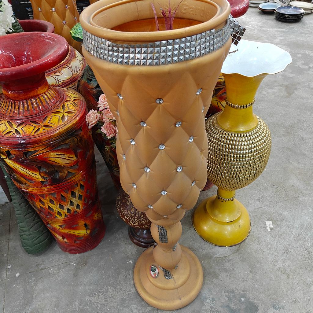 Vase with Stripes | Ceramic | Brown and White | Decorative