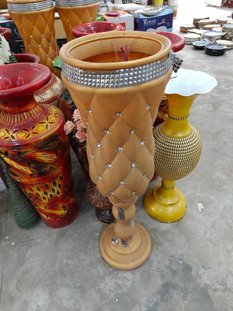 Vase with Stripes | Ceramic | Brown and White | Decorative