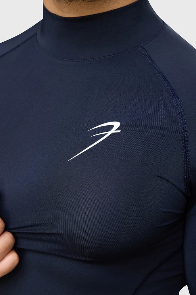 High Neck Compression Full Sleeves T-shirt Navy — photo 4