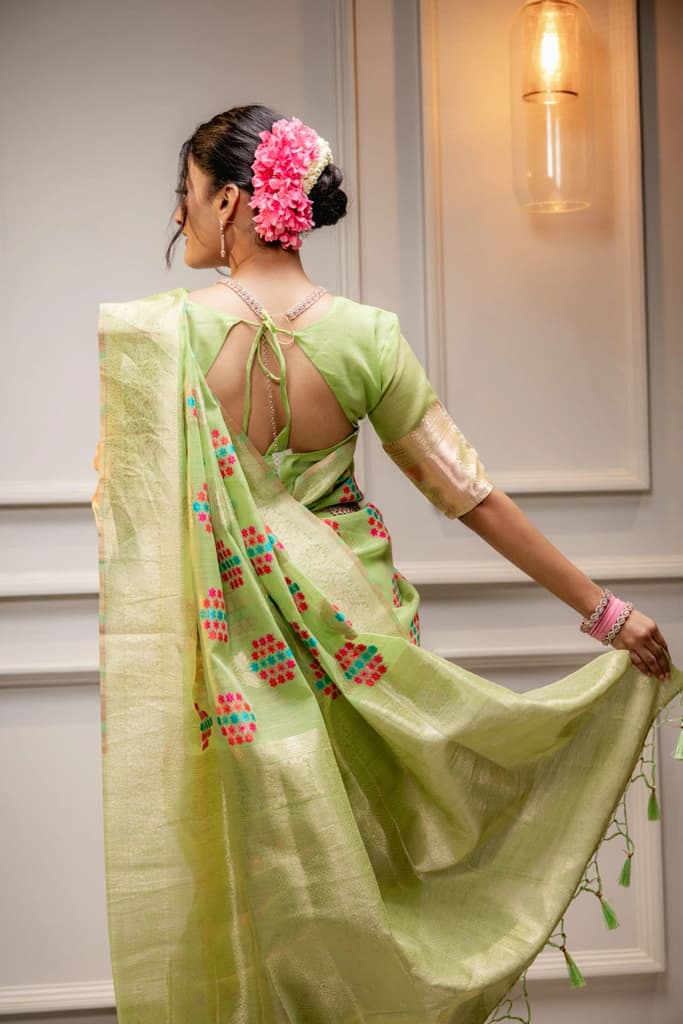 Mimosa Women's Woven Design Banarasi Style Art Silk Saree With Blouse Piece : SA00001595PSFREE — photo 9