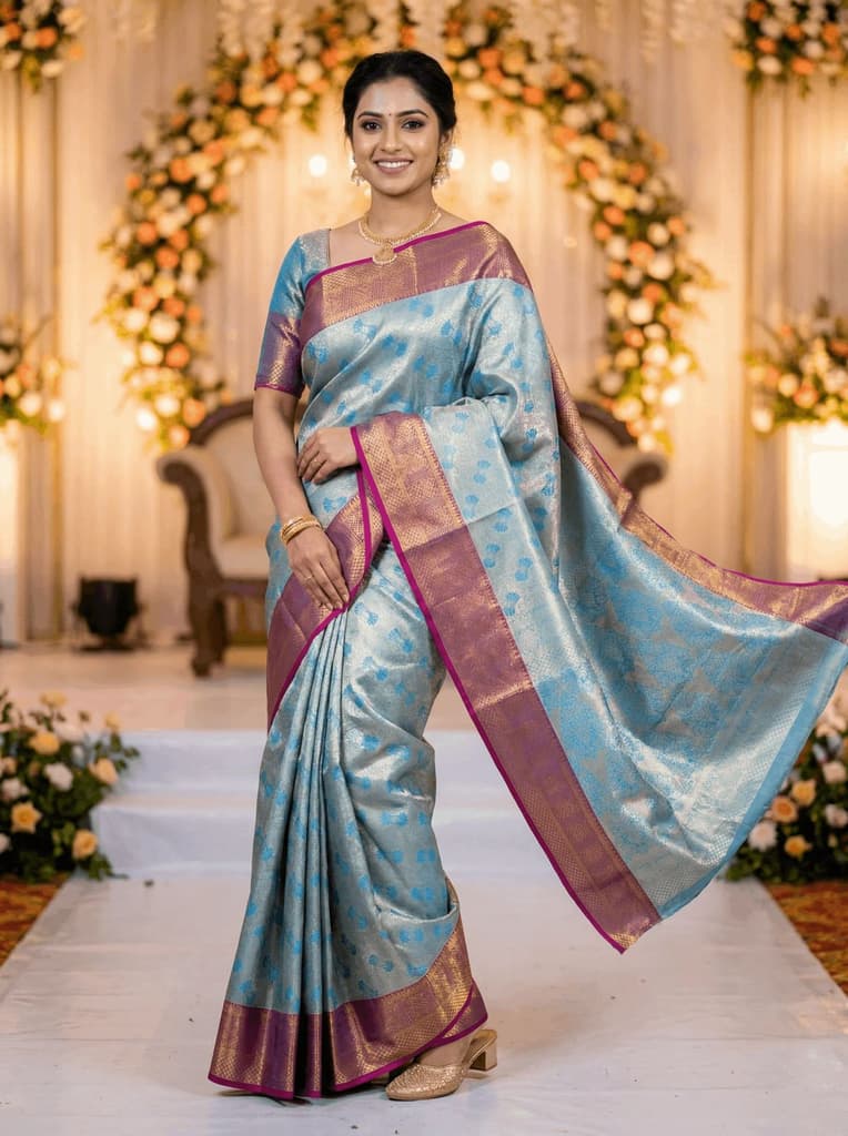 MIMOSA Women's Woven Design Kanjivaram Style Art Silk Saree with Blouse Piece - Ananda (SA00002804ANFREE) — photo 4