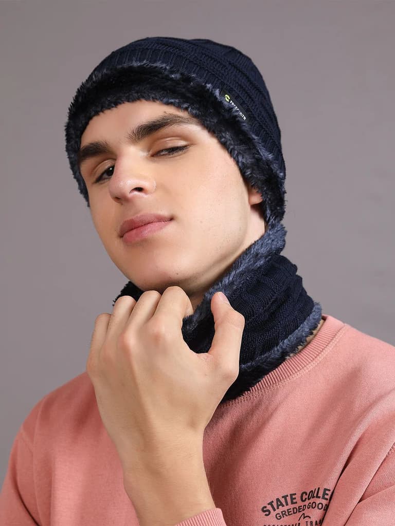 Unisex Woolen Beanie Cap Plus Wrap — photo 2