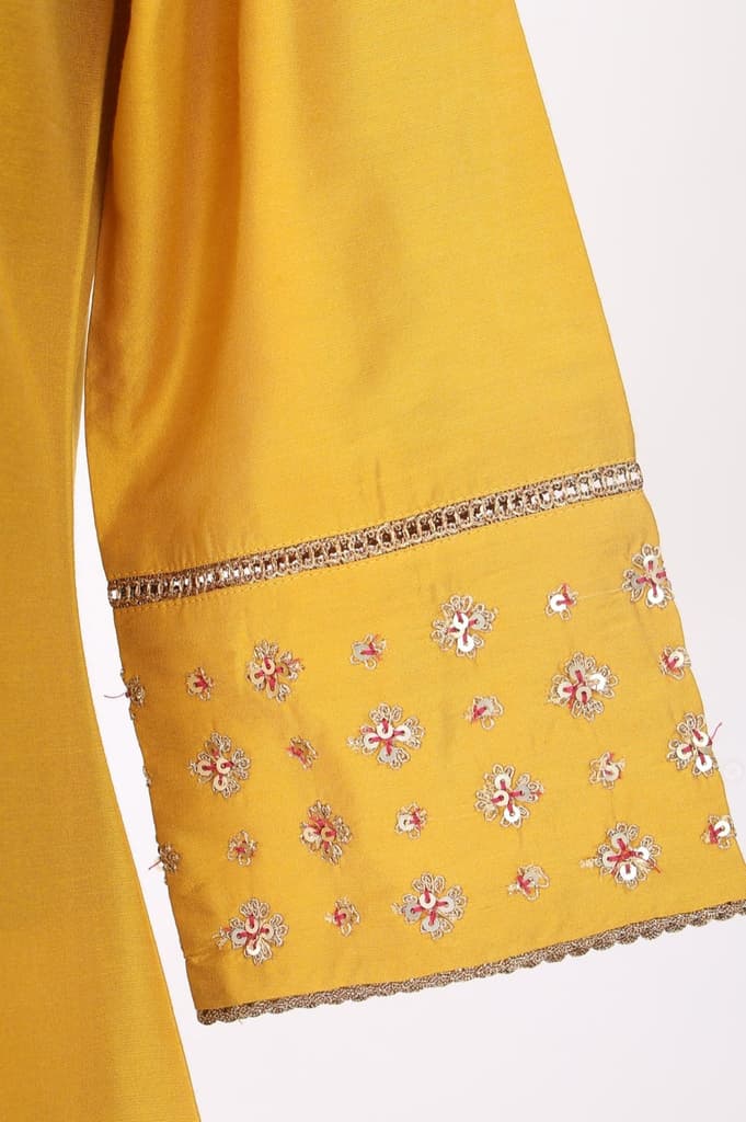 Yellow Embroidered A-Line Rayon Kurta with Straight Pant and Dupatta Set — photo 7