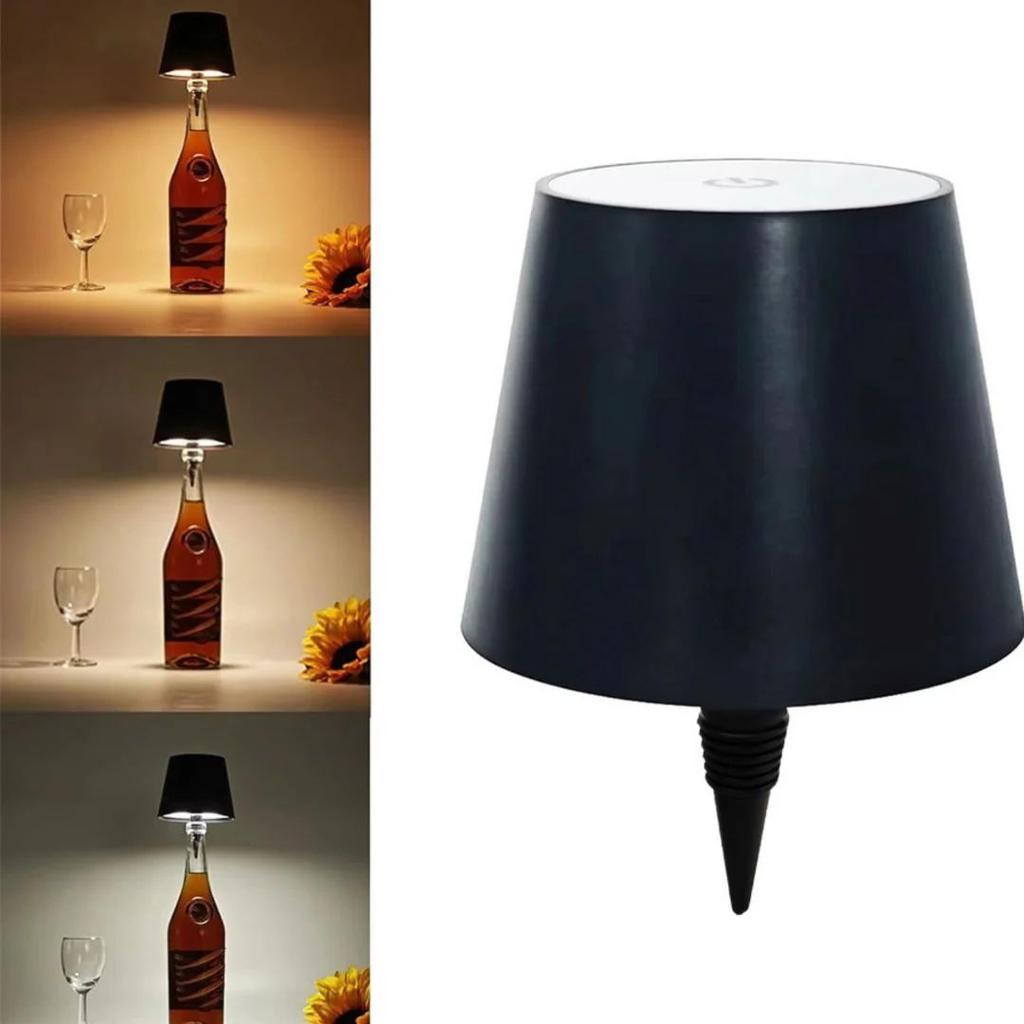 Rechargeable Bottle Top LED Lamp | 3-Color Wine Bottle Light Cap with 1800mAh Battery