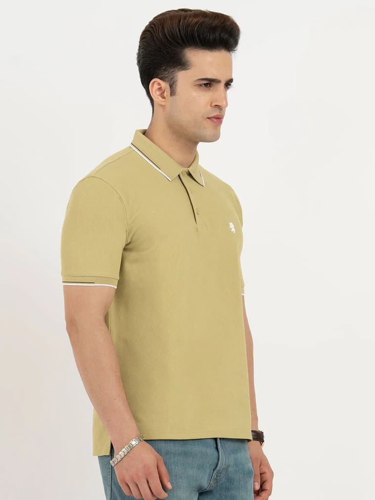 Polo T Shirts for Men in Olive Yellow | Classic Polo T Shirts — photo 2