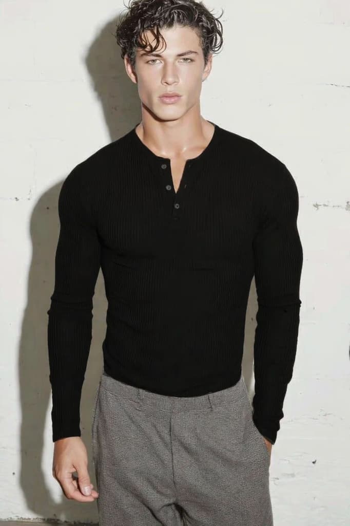 Fine Rib Henley Full Sleeve Tee — photo 9