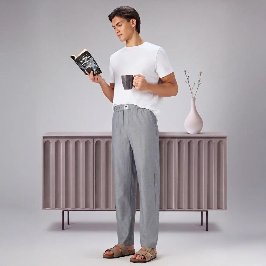 Ultra-Breathable Cotton Chambray Pyjamas - Faded Black — photo 2