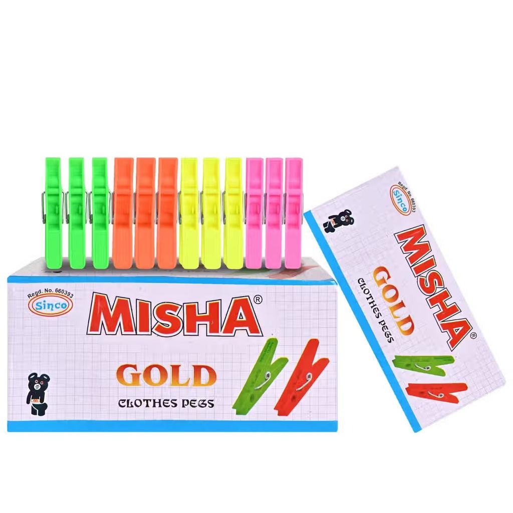 Sinco Misha Gold Cloth Clips / Cloth Pegs - Pack of 1 (12 Pieces) — photo 3