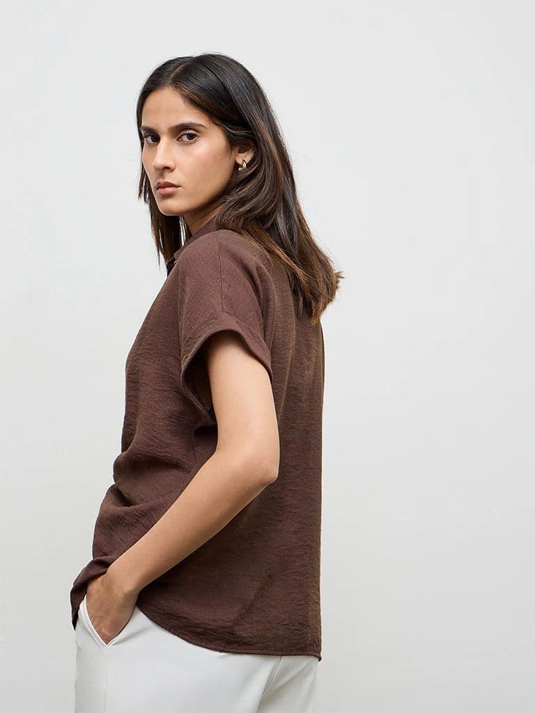 Wardrobe Dark Brown Knot-Detail Blouse — photo 4