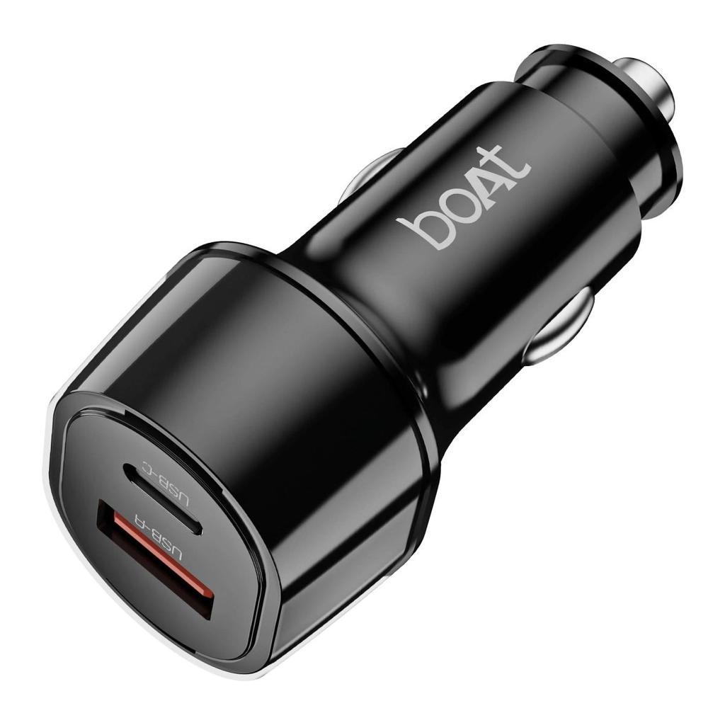 boAt Car Charger 55W | Dual Port Fast Car Charger with 55W Output, Smart IC Protection & Auto Detect Charging