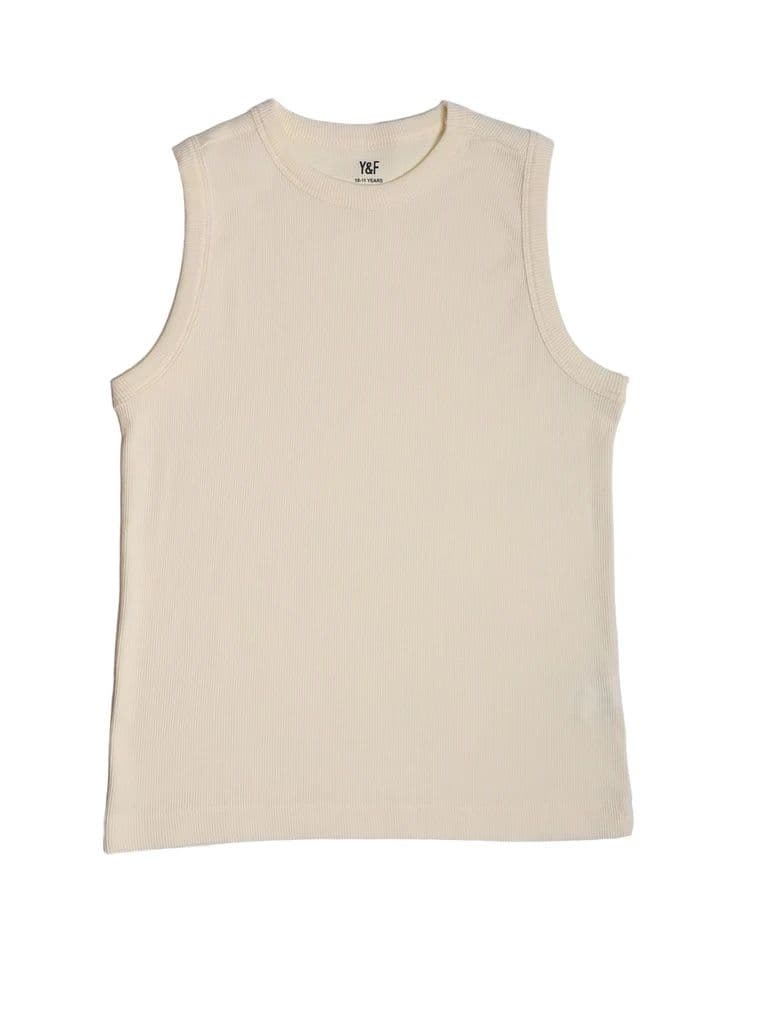 Y&F Kids Boys Off-White Cotton-Blend Vest — photo 3