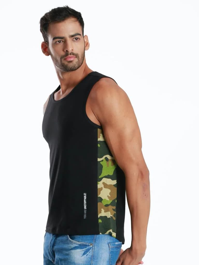 Rib Camo Black Active Fit Camo Printed Organic Bamboo Vest (Pack Of 1) — photo 3