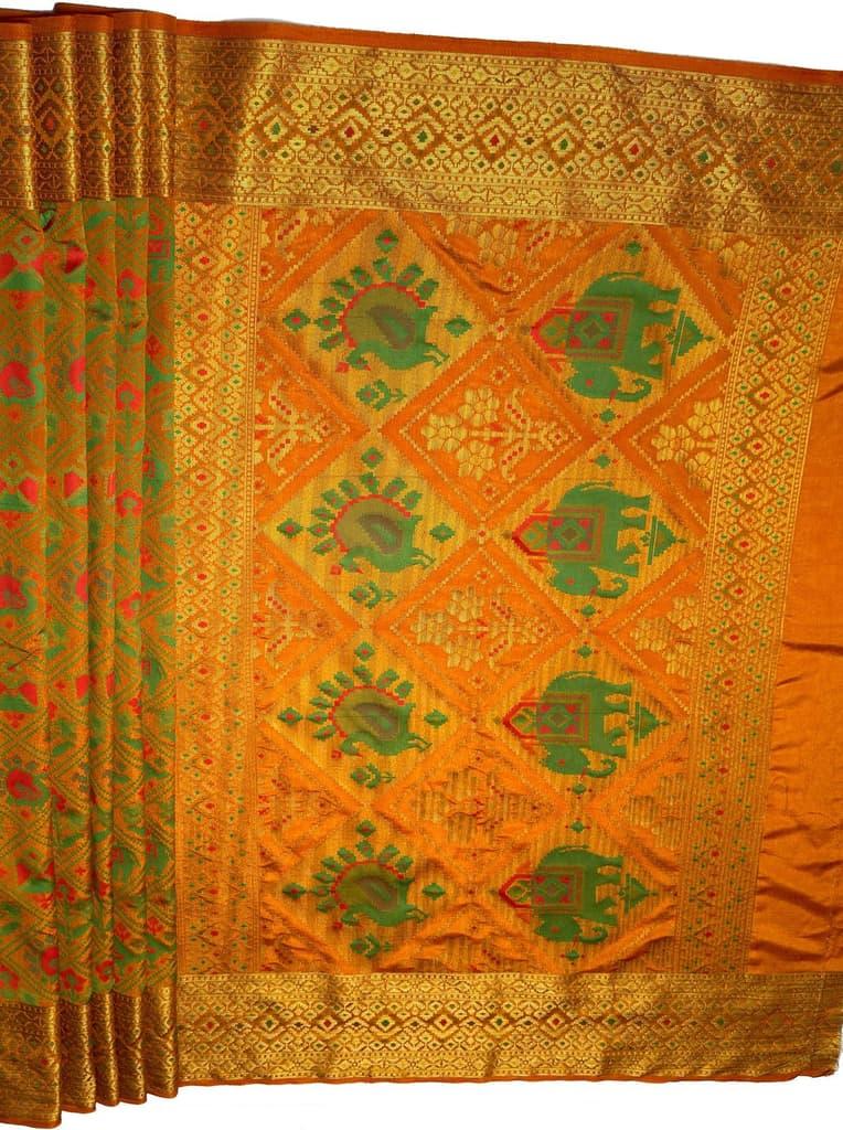 MIMOSA Women's Woven Design Paithani Style Raw Silk Saree with Blouse Piece - Mustard ( SA00003128MSFREE ) — photo 7