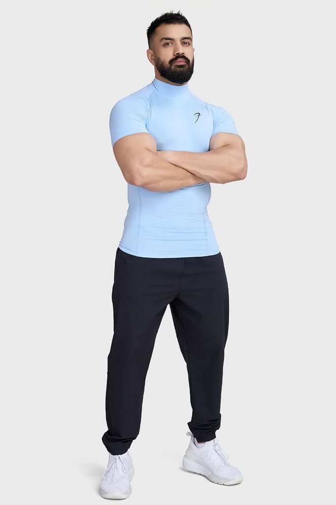 High Neck Compression T-shirt Glacial Blue — photo 2