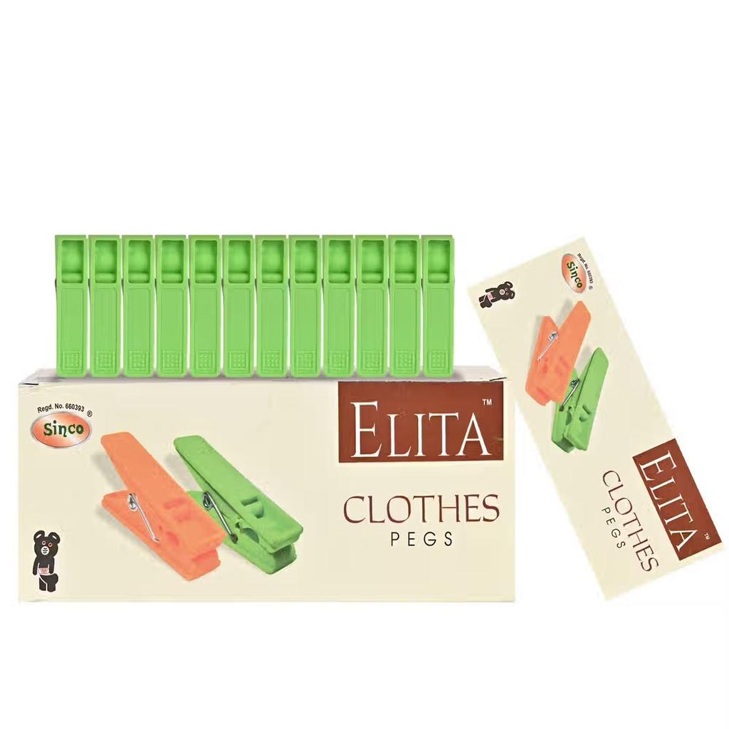 Sinco Elita Cloth Clips / Cloth Pegs - Pack of 1 (12 Pieces) - Green — photo 3