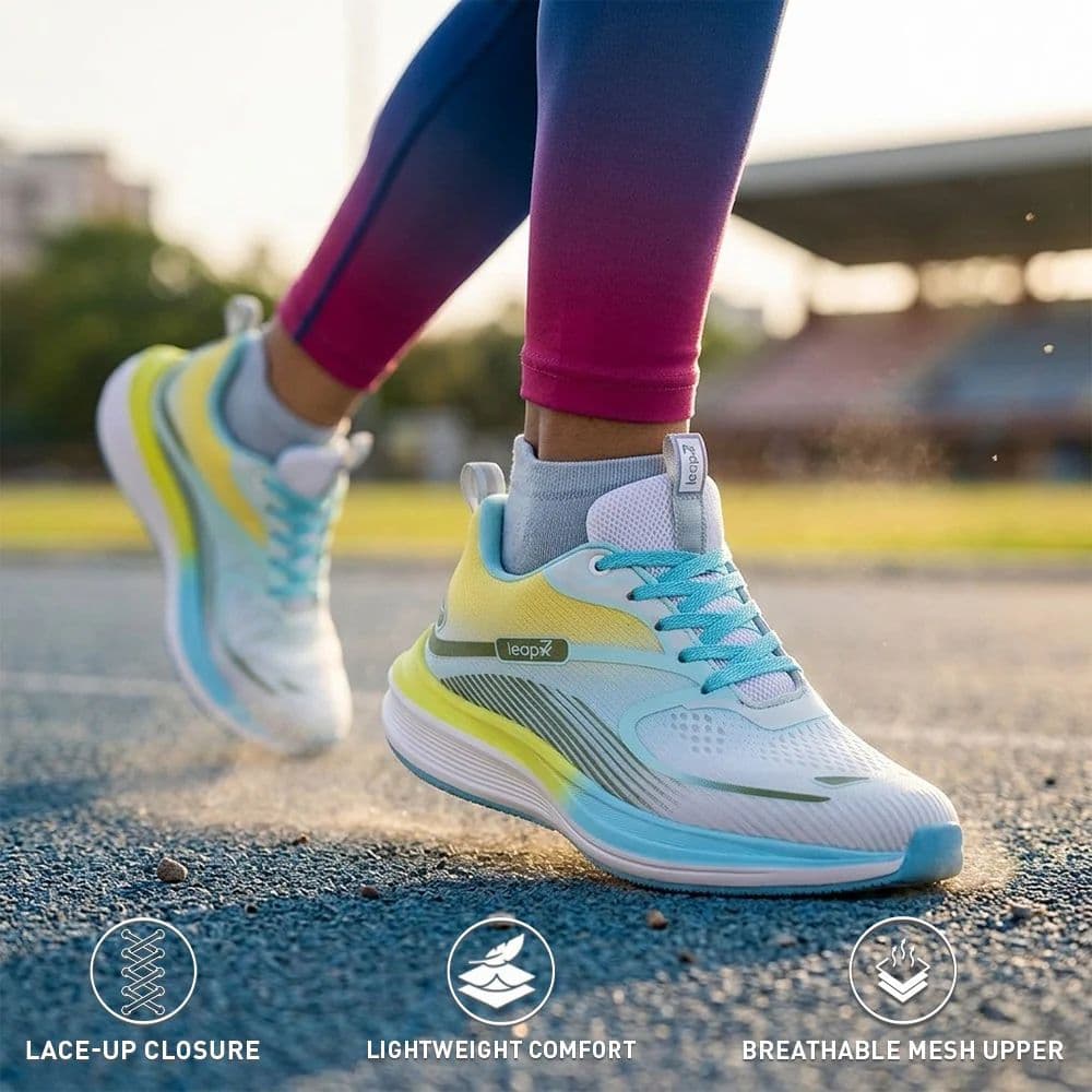 Leap7x SINESTAR-E Teal Blue Sports Lacing Running Shoes For Women By Liberty — photo 3