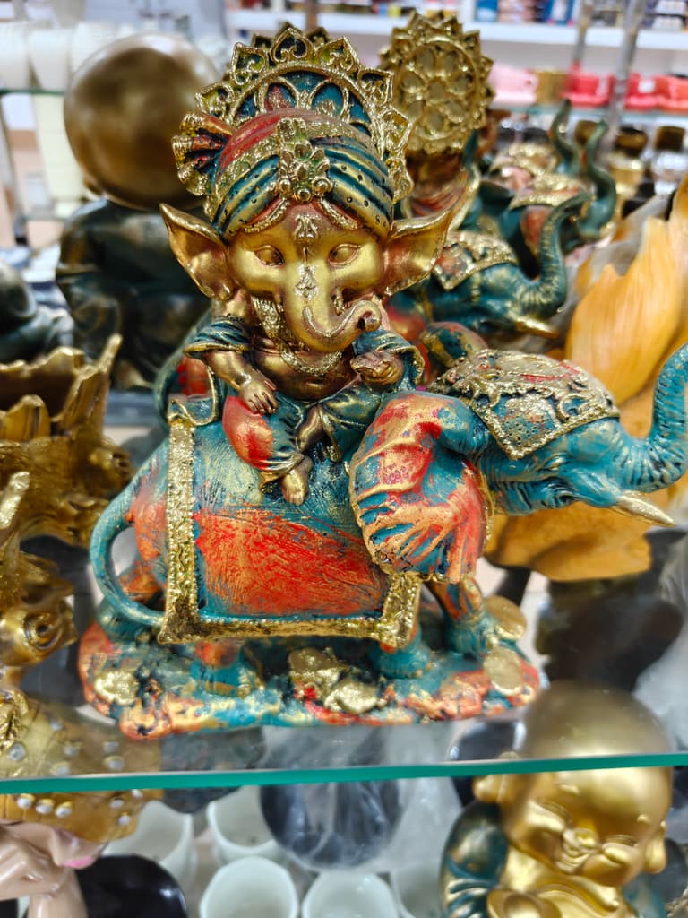 Ganesha Statue | Gold | Decorative | Blue