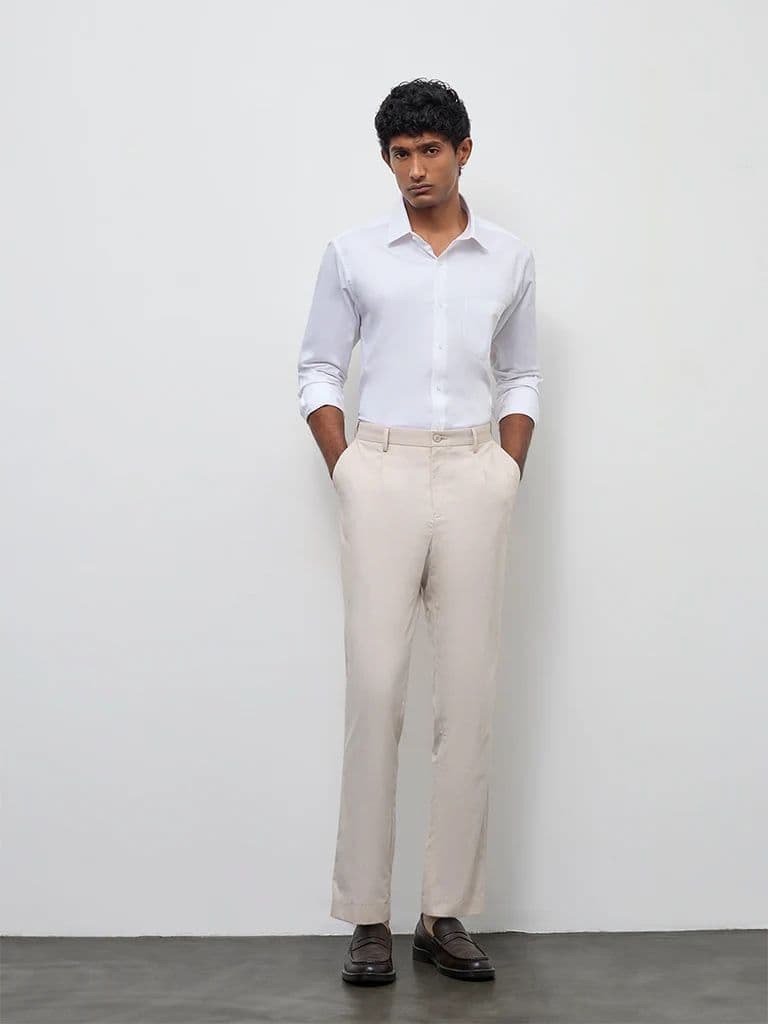 WES Formals Pink Striped Slim-Fit Cotton Shirt — photo 2