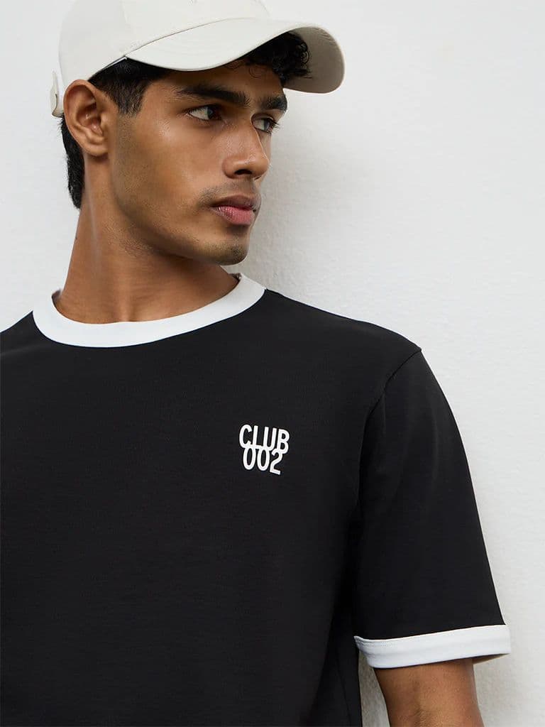 Nuoflexx Black Text-Printed Relaxed-Fit Cotton-Blend T-Shirt — photo 3
