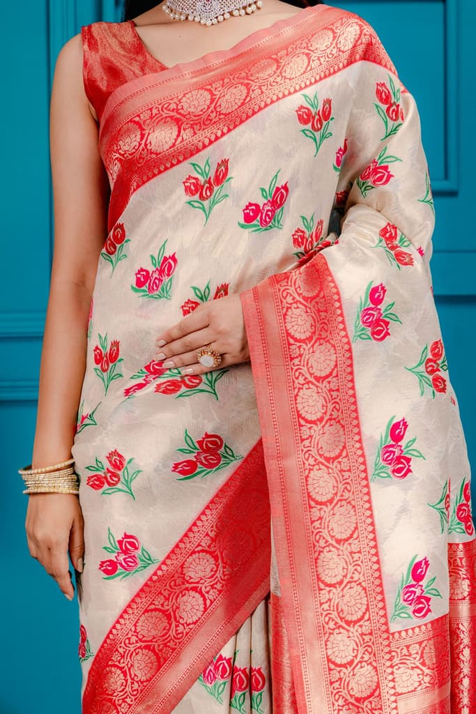 Mimosa Women's Woven Design Banarasi Style Art Silk Saree With Blouse Piece : SA00001606HWFREE — photo 3