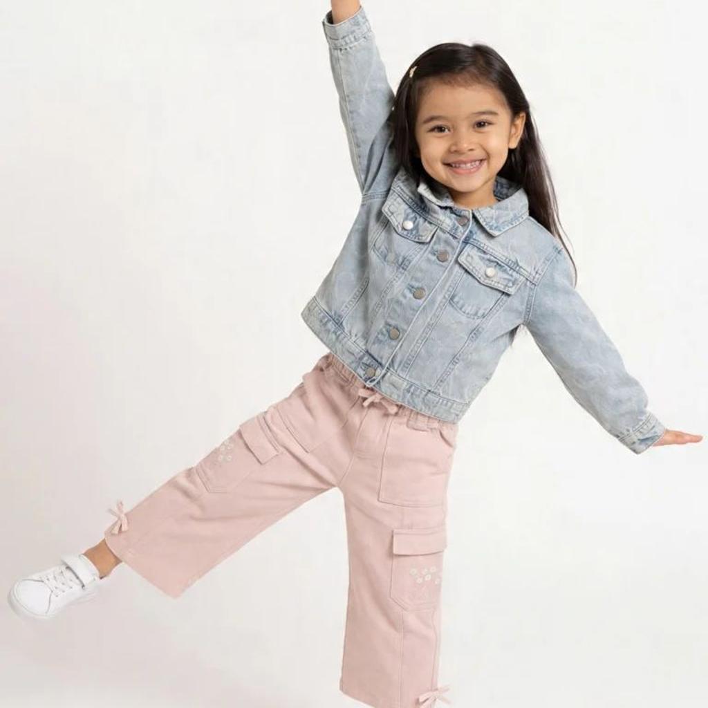 HOP Kids Girls Blue Faded Denim Jacket