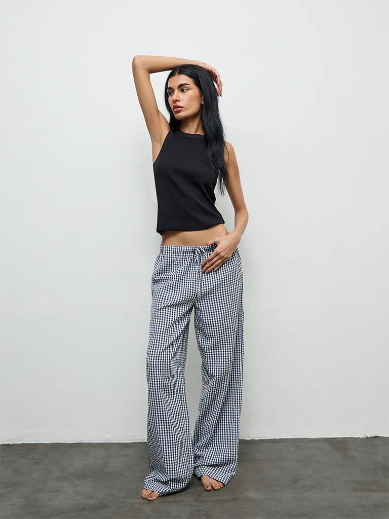 Superstar Black Ribbed Cotton-Blend Tank Top