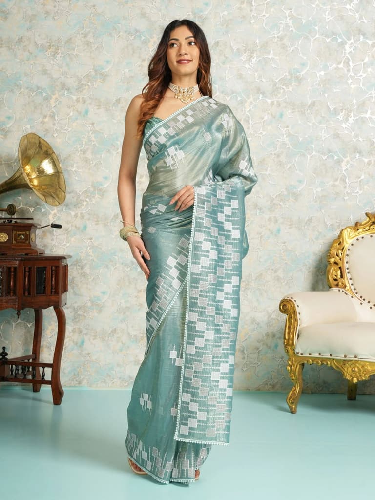 Mimosa Women's Woven Design Banarasi Style Tissue Crush Saree With Blouse Piece : SA00002009SFFREE — photo 2