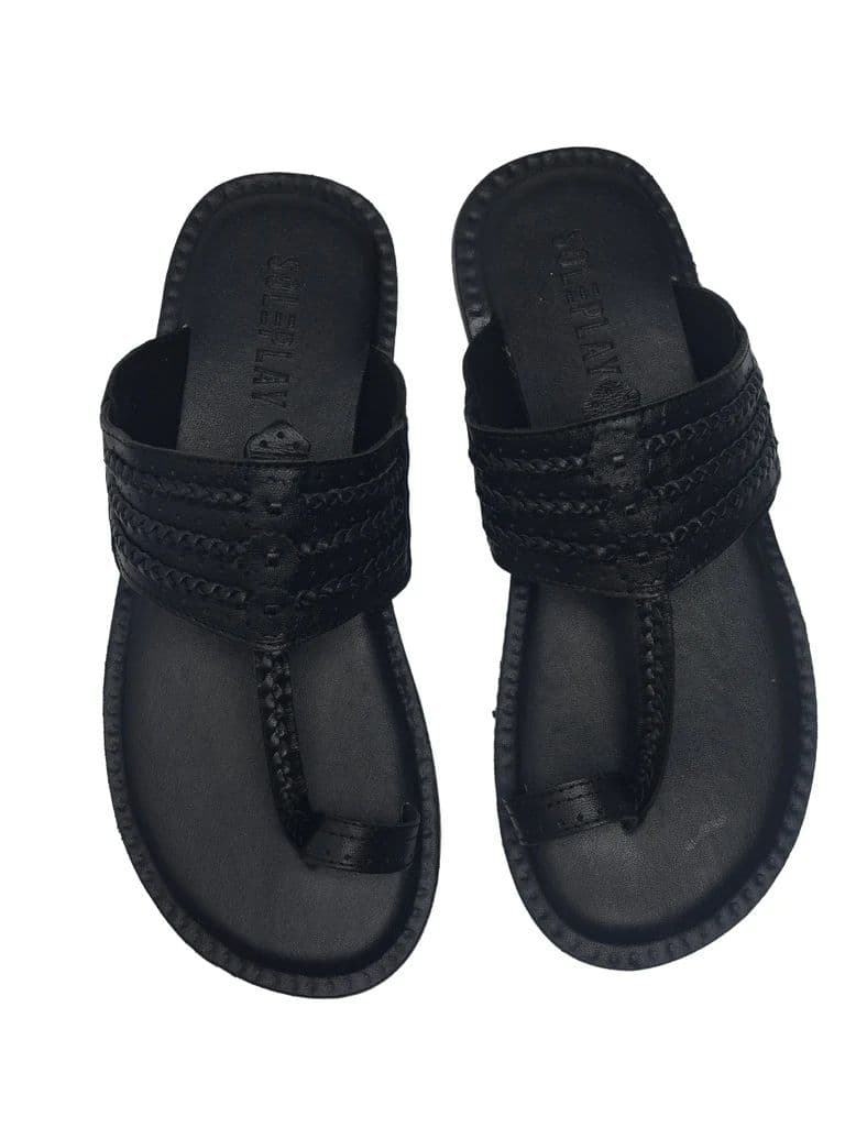 SOLEPLAY Black Braided Kolhapuri Sandals — photo 3