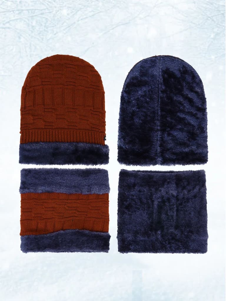 Unisex Woolen Beanie Cap Plus Wrap — photo 8