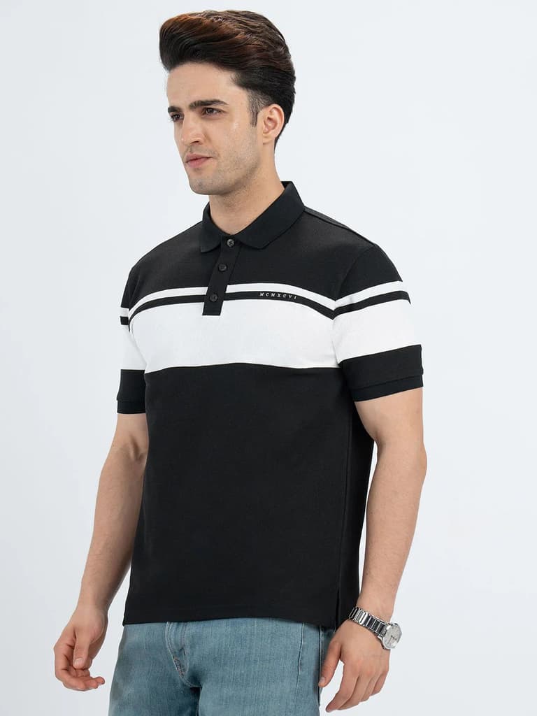 T Shirts for Men in Black | Polo Half Sleeve T Shirt — photo 2