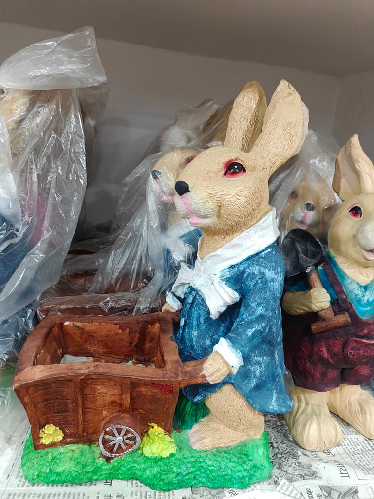 Rabbit Figurine | Wooden | Brown | Decorative