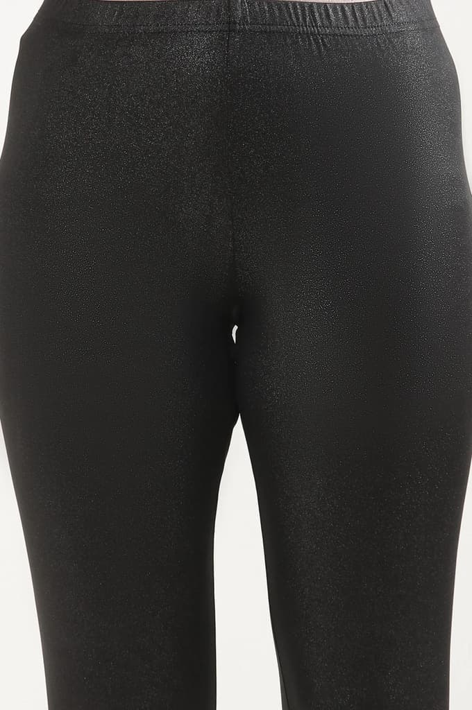 Black Solid Skinny Fit Tights With Elasticated Waist — photo 6