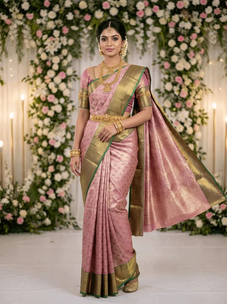 MIMOSA Women's Woven Design Kanjivaram Style Art Silk Saree with Blouse Piece - Magenta (SA00002866MJFREE)