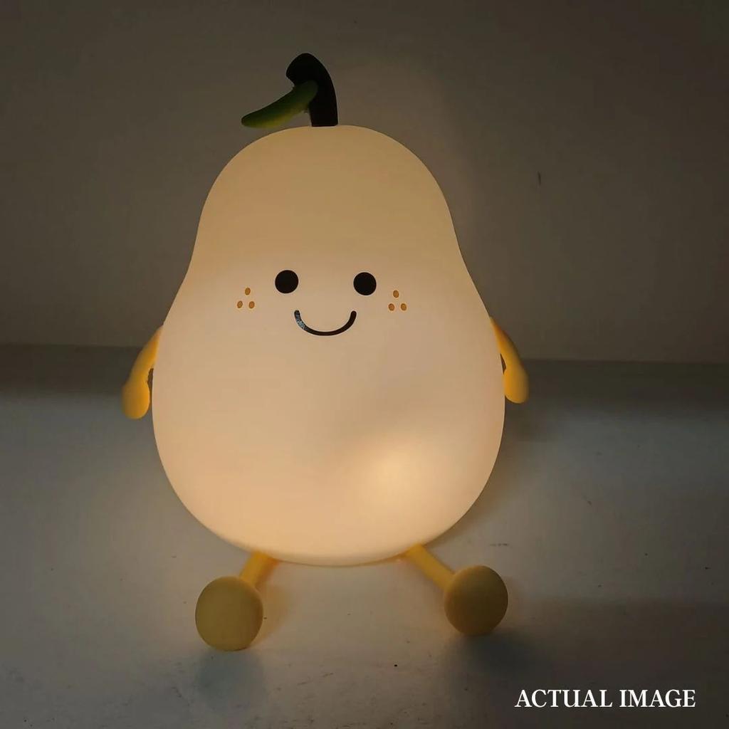 Cute Pear Silicone LED Night Light | Tap Control Nursery Lamp — photo 5
