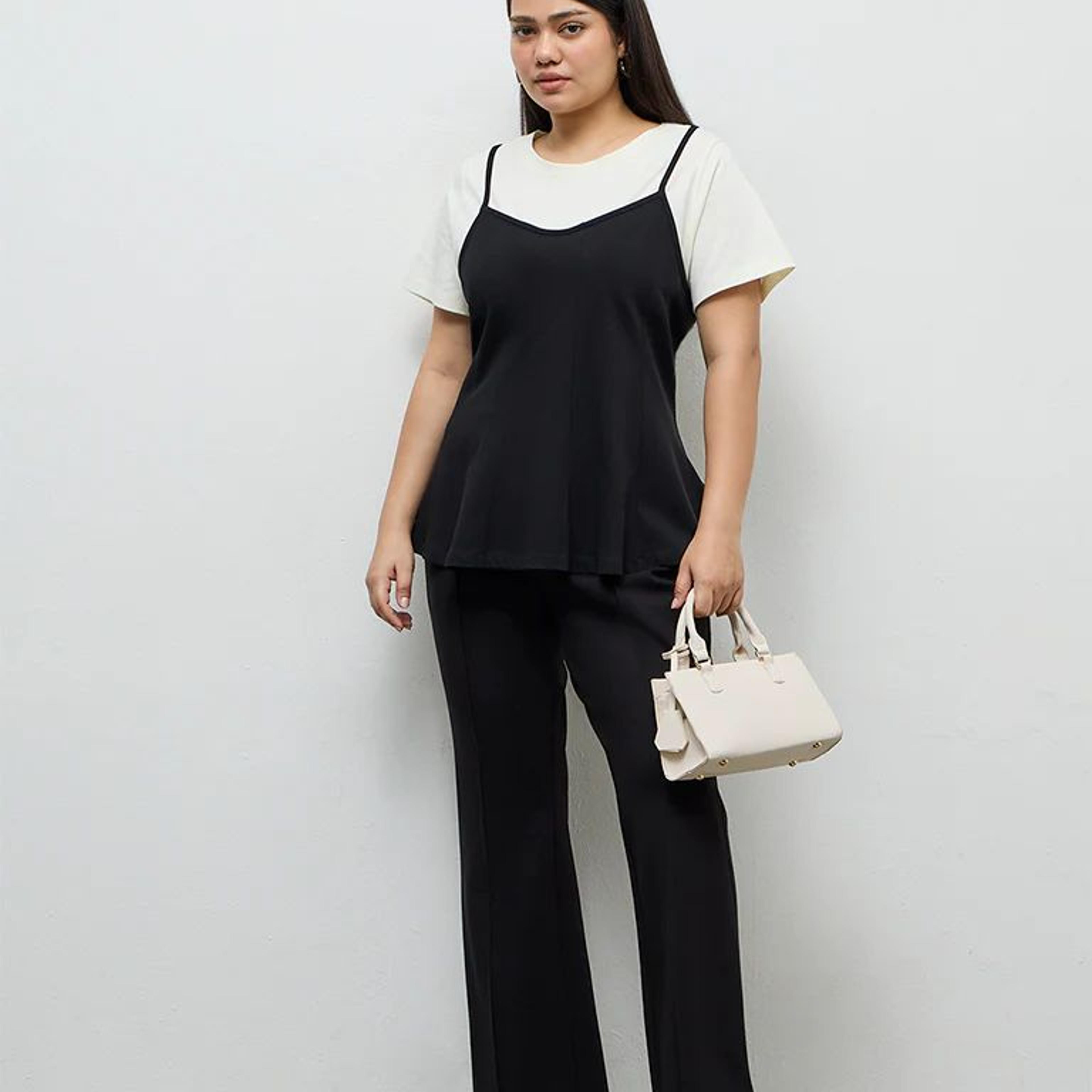 Gia Black Double-Layered Cotton T-Shirt