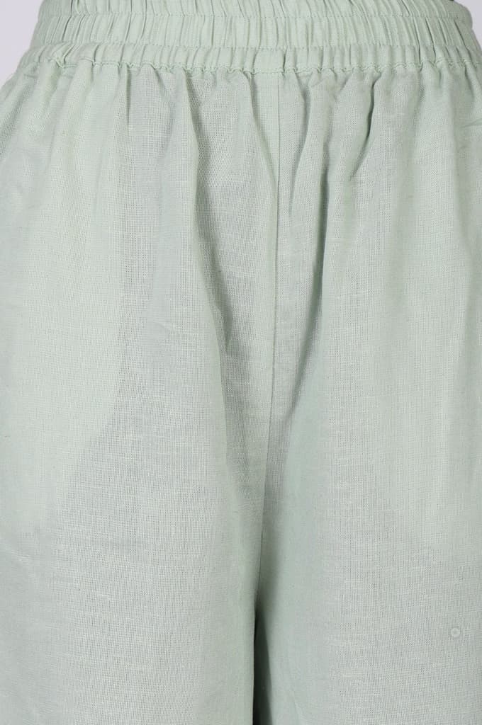 Green Solid Rayon Wide Leg Flared Pants — photo 3