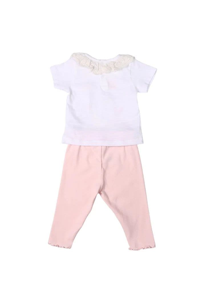 HOP Baby Girls White Printed Cotton Top and Pants Set — photo 3