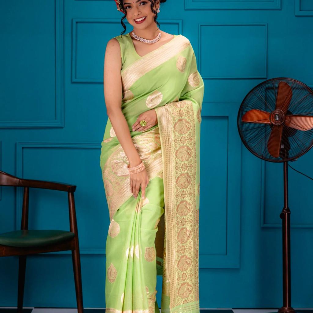 Mimosa Women's Woven Design Banarasi Style Art Silk Saree With Blouse Piece : SA00001754PSFREE